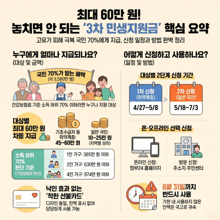 3차 민생지원금 신청방법 총정리 | 대상·금액·기간 2026